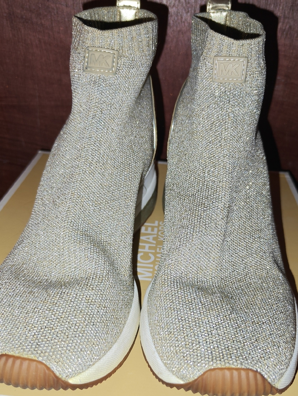 MICHAEL Michael Kors Metallic Gold Knit Sock Booties